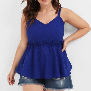 Bloomchic‎ Top Womens 12 Large Blue Floral adjustable strap Tank Blouse